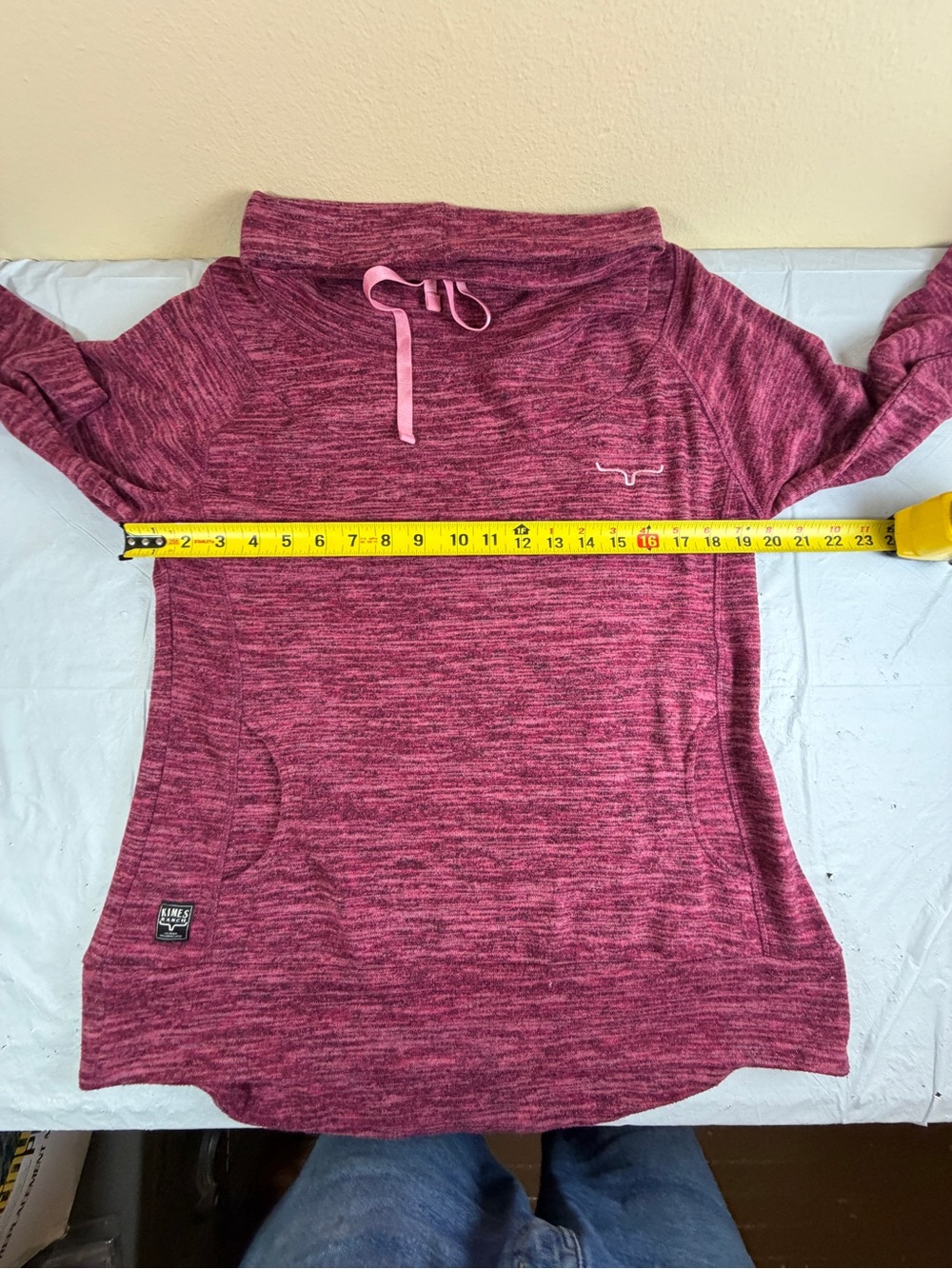 Kimes‎ Ranch Marled Raspberry Pullover Cowl Hoodie - Picture 7 of 9
